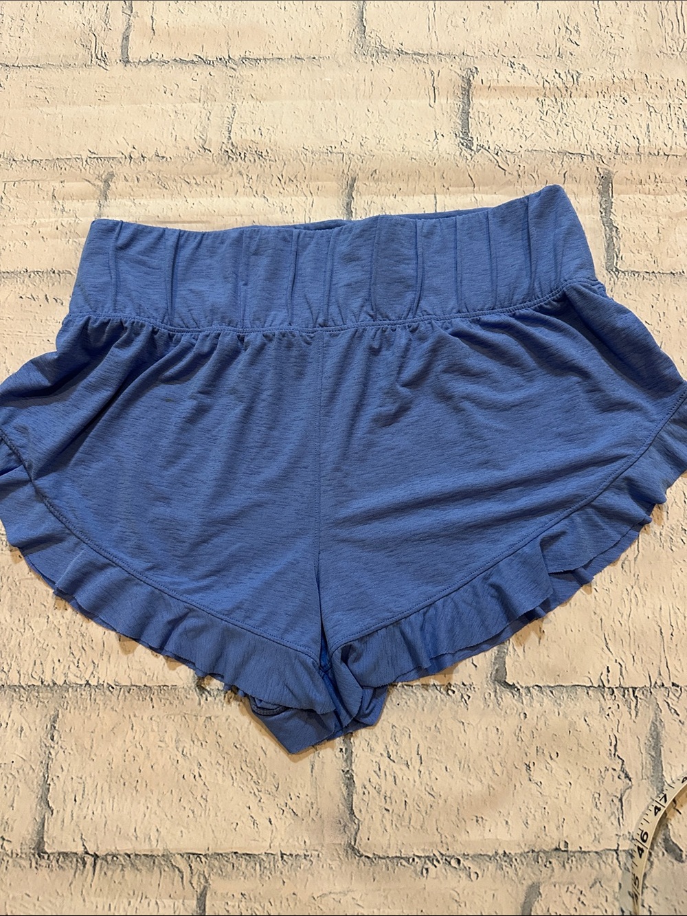 Free People Ruffled Blue Lounge Shorts